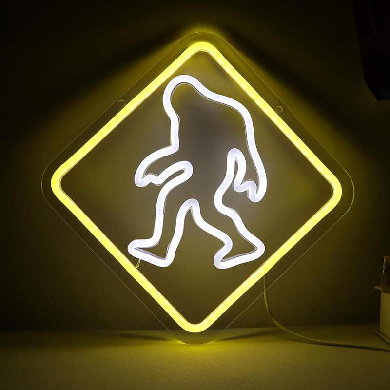 Yeti Neon LED Schild USB – Fun Deko mit Achtung-Statement fürs Kinderzimmer