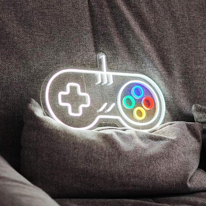 Retro Gaming Controller LED Wanddeko – Wandbild für Arcade-Lounge und Spielzimmer