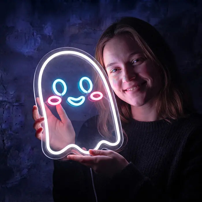 Happy Spuck Set Neon LED Schild – 9 Motive, dimmbar | Halloween Kinderzimmer Deko