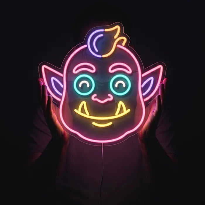 Freundlicher Ork Neon LED Schild – Dimmbar, USB oder 12V | Monster Kinderzimmer Deko