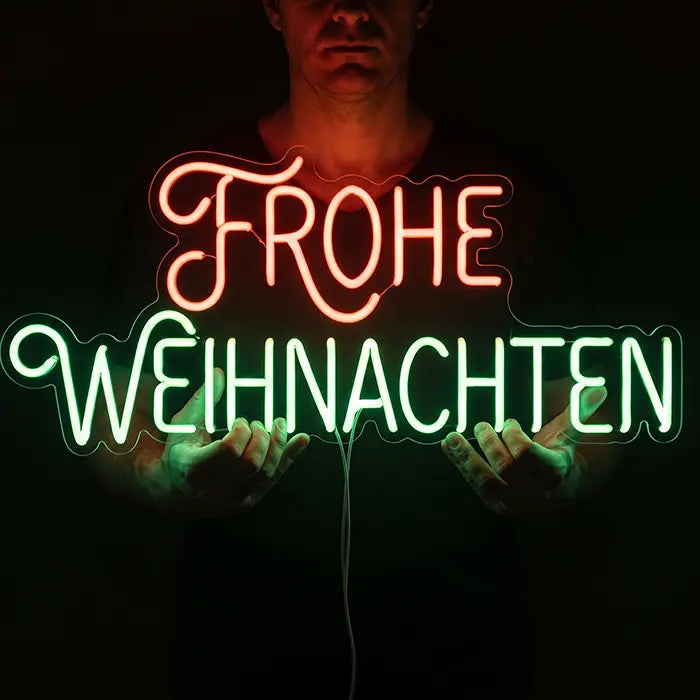 "Frohe Weihnachten" in Rot-Grün Style XL 55cm (12V)