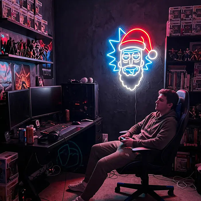 Weihnachtsmann Rick Neon LED Schild – Dimmbar mit Fernbedienung | Rick and Morty Weihnachtsdeko