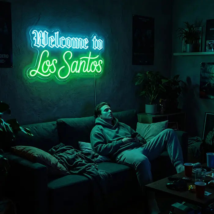 Los Santos Set Neon LED Schild – 2 Designs, USB oder 12V | GTA Gaming Deko