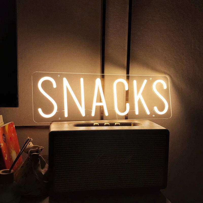 Snacks Neonschild dimmbar 9 Stufen USB – handgefertigte Schriftzug Deko
