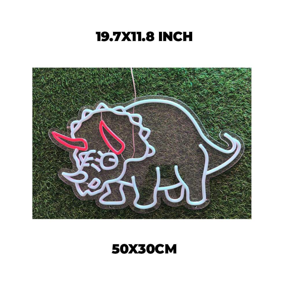 Triceratops Dino Neonschild dimmbar 9 Stufen USB – handgefertigte Urzeit Deko