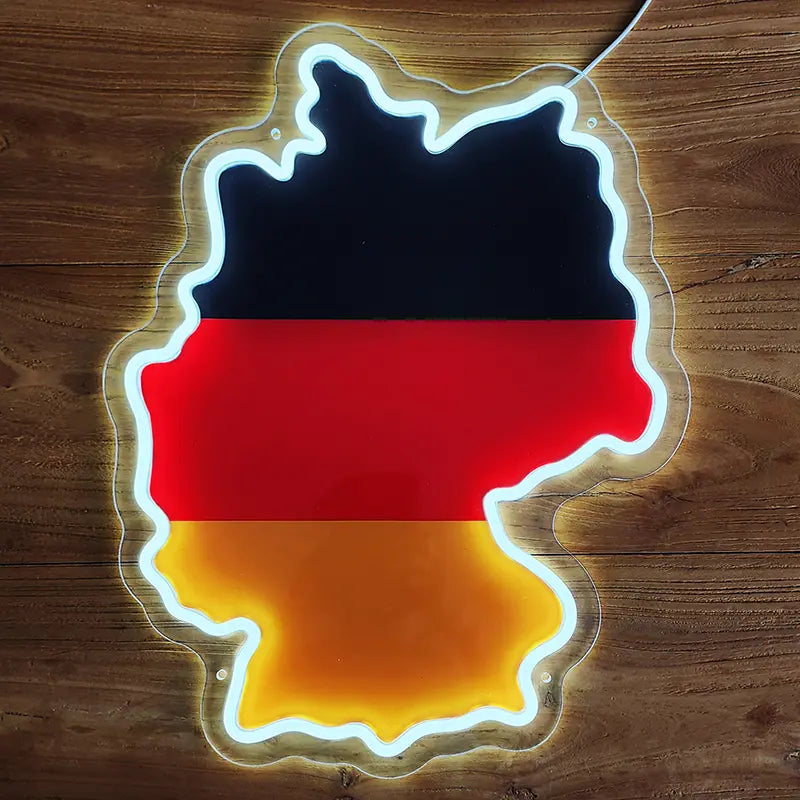 Deutschland Flagge Neon LED Schild USB – Patriotische Wanddeko in Schwarz-Rot-Gold