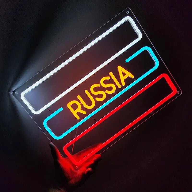 Russia Acryl Sign – LED Leuchtschriftzug für Lounge und Bar