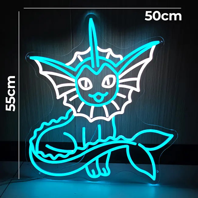 Aquana Eeveelution Neonschild dimmbar 10 Stufen 12V mit Fernbedienung – handgefertigte Pokémon Kunst