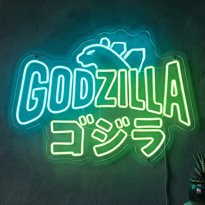 Godzilla Schriftzug im japanischen Stil Neon LED Schild – Kanji Wanddeko