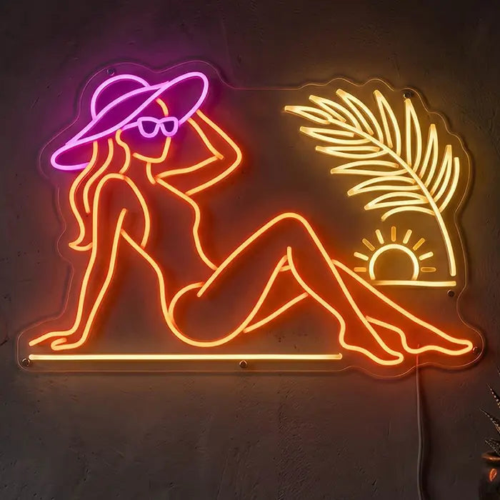 Golden Hour Beach Vibes Neon LED Schild – Sommer Sonnenuntergang als Wanddeko