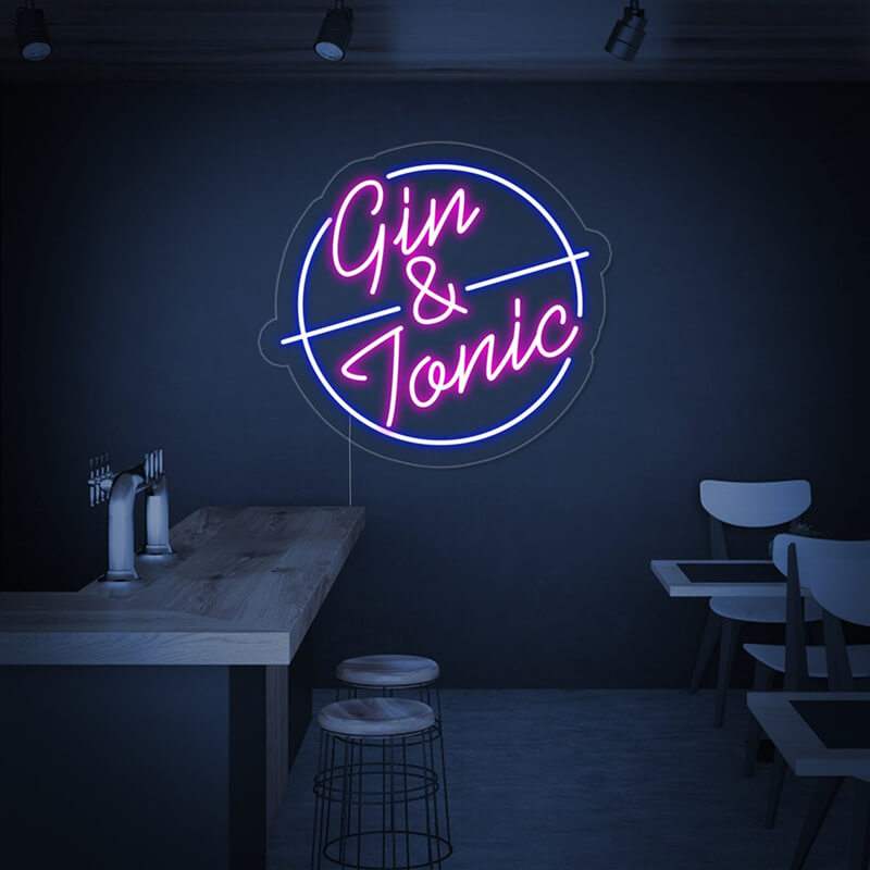 Gin Tonic Neon LED Schild USB – Bartender Studio und Showroom Deko