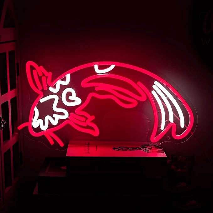 Koi Fisch Neon LED Schild auf 6mm Acrylplatte – Tattoo Studio Japanese Wanddeko