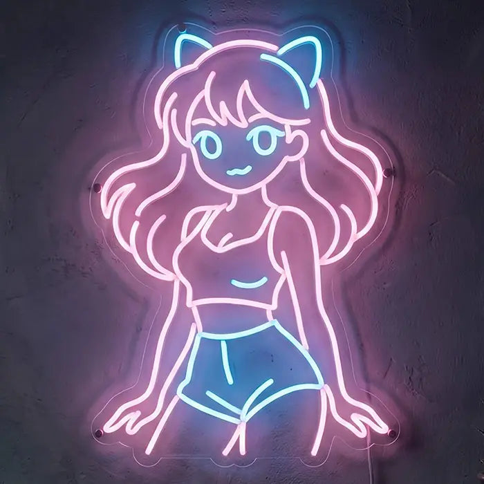Lacoco Bunny Neon LED Schild – sexy Pin-Up Bunny Girl als Wanddeko