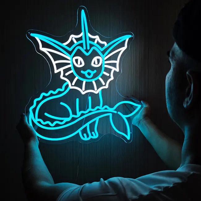 Aquana Vaporeon LED Schild 6mm Acrylplatte – Pokémon Neon Licht fürs Gaming-Zimmer