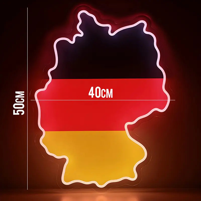 Deutschland Neon LED Schild – Nationalflagge als beleuchtete Wanddeko fürs Wohnzimmer