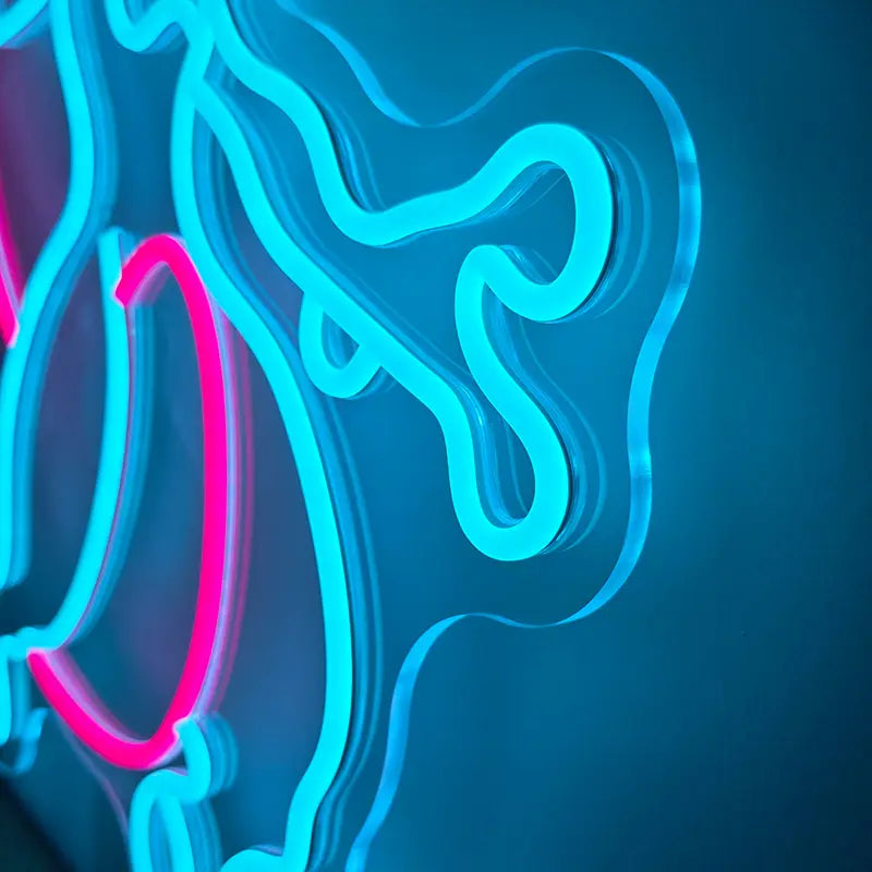Mewtu Neonschild dimmbar 10 Stufen 12V mit Fernbedienung – handgefertigtes Legendäres Pokémon Licht