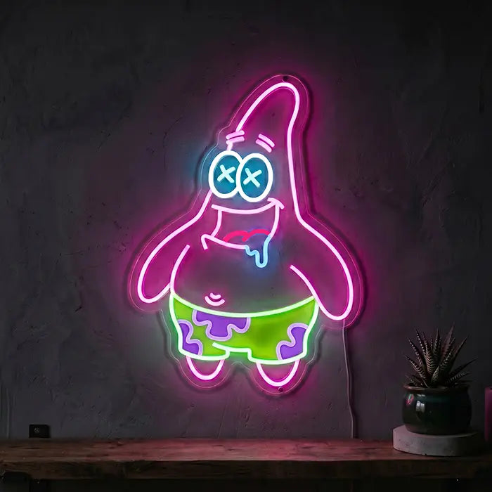 Schwammkopf Hose Neon LED Schild – Freaks XL als beleuchtete Wanddeko
