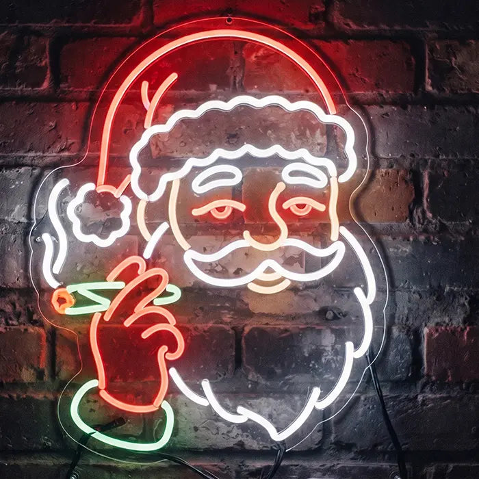 Buffender Weihnachtsmann Neon LED Schild – Dimmbar mit Fernbedienung | Lustige Weihnachtsdeko