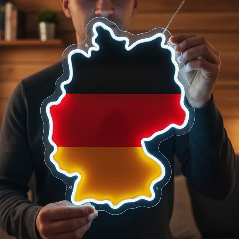 Deutschland Flagge Neon LED Schild beleuchtet – Nationalflagge als USB-Leuchtschild
