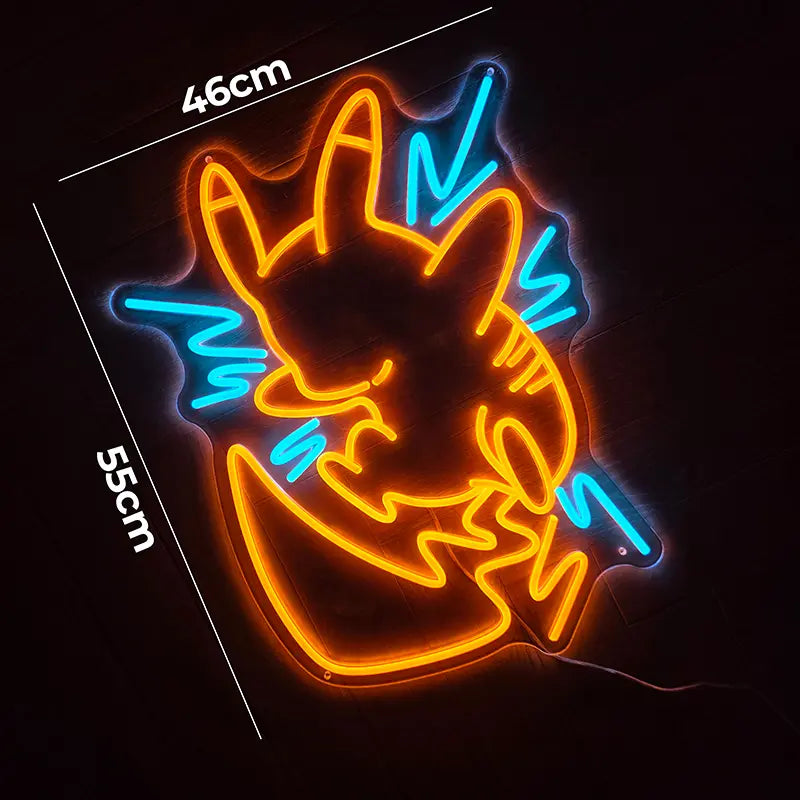 Pikachu Action-Pose LED Schild 6mm Acrylplatte – dynamische Pokémon Wanddeko