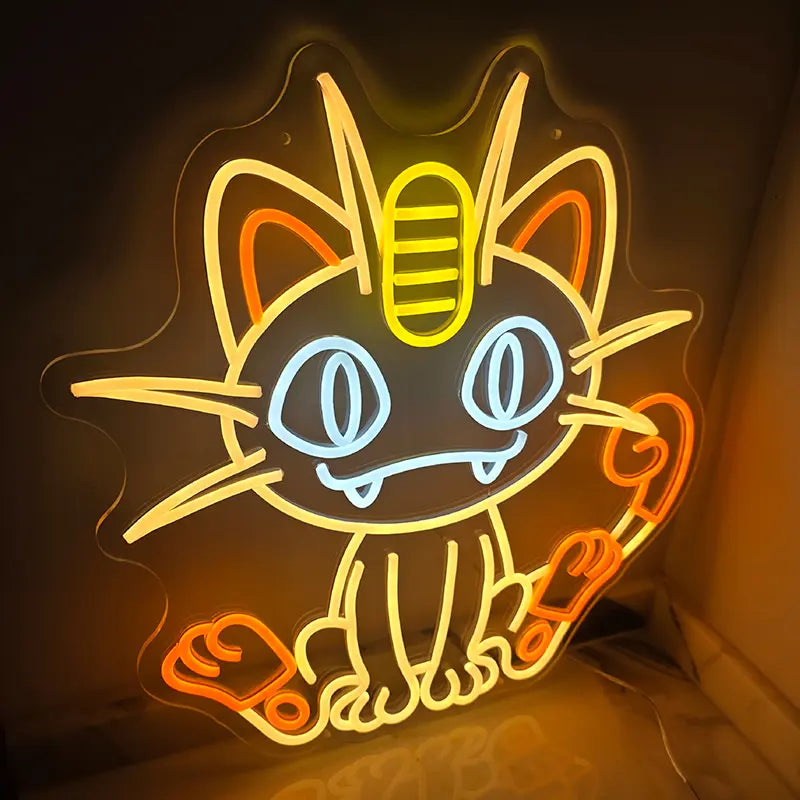 Meowth Classic Pokémon Neon – handgefertigte Deko fürs Anime-Zimmer