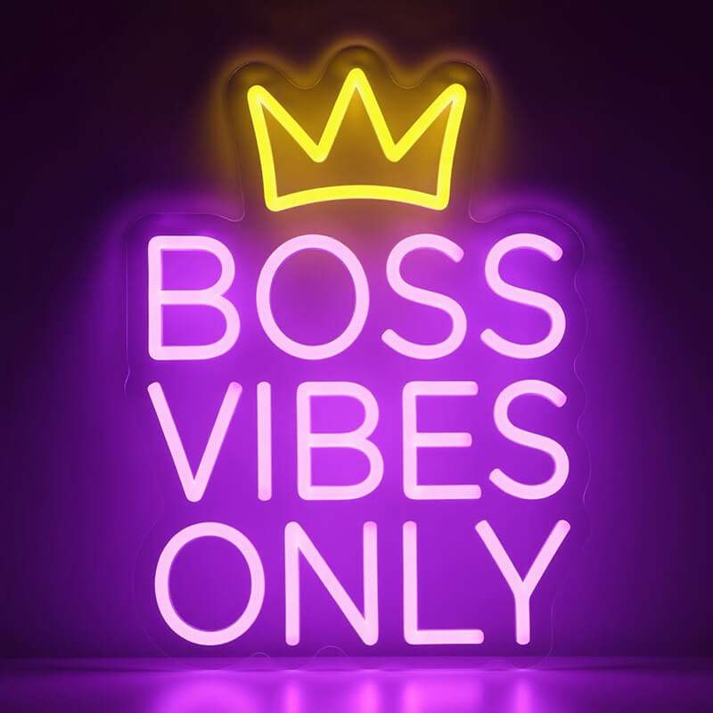 Boss Vibes Only Schriftzug Neon LED – handgefertigte Wanddeko für Unternehmer