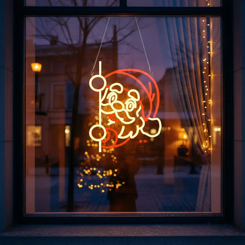 Santa Claus LED Schild 6mm Acrylplatte – Bart Weihnachtsmann fürs Schaufenster