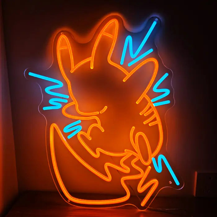 Pokémon Pikachu Blitz Neon LED Schild 12V – Elektro-Pokémon Deko fürs Mancave