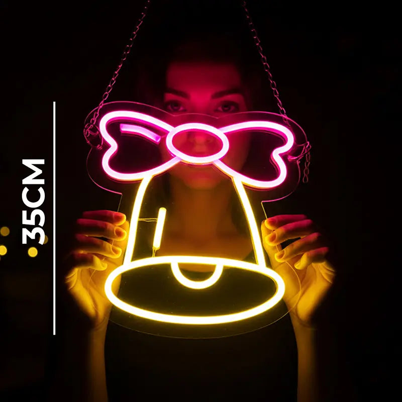 Glöckchen Neon LED Schild auf 6mm Acrylplatte – Café und Restaurant Festtags Deko