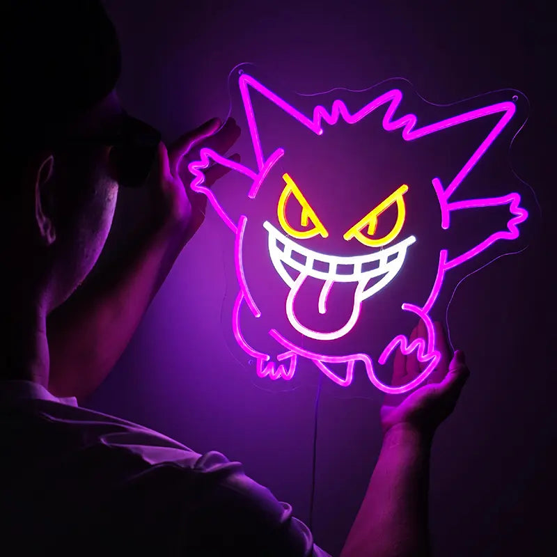 Pokémon Gengar Crazy Neon LED Schild USB – Geist-Pokémon Deko fürs Streamer Setup