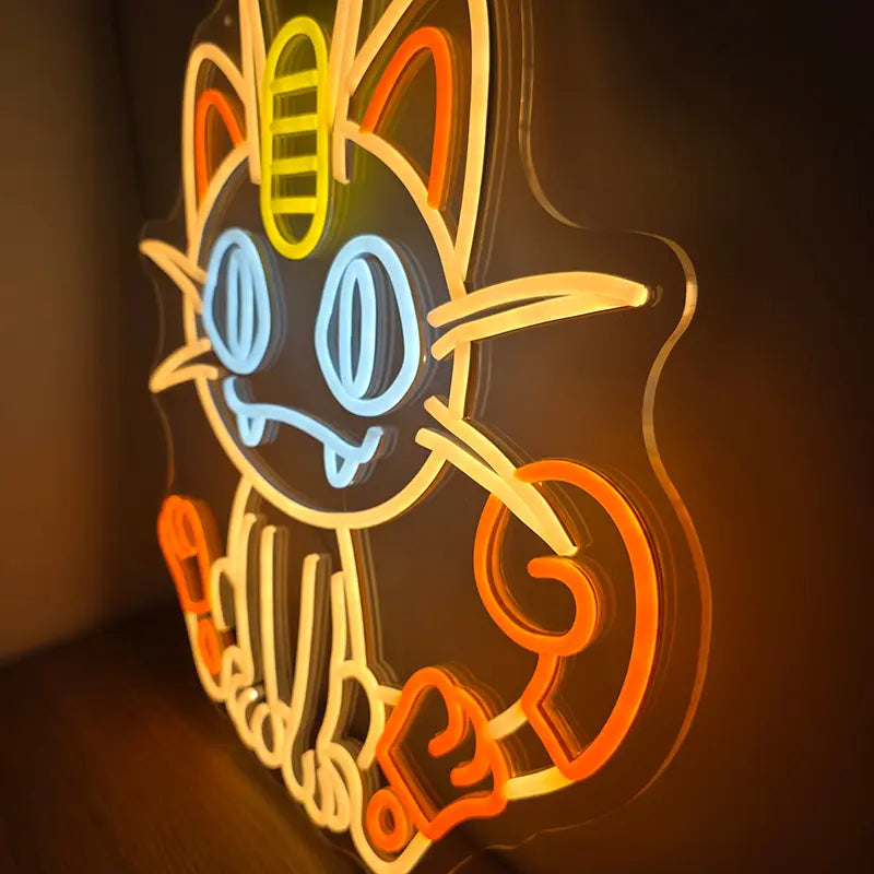 Mauzi Pokémon Neon Kunst Nahaufnahme – LED Deko fürs Jugendzimmer
