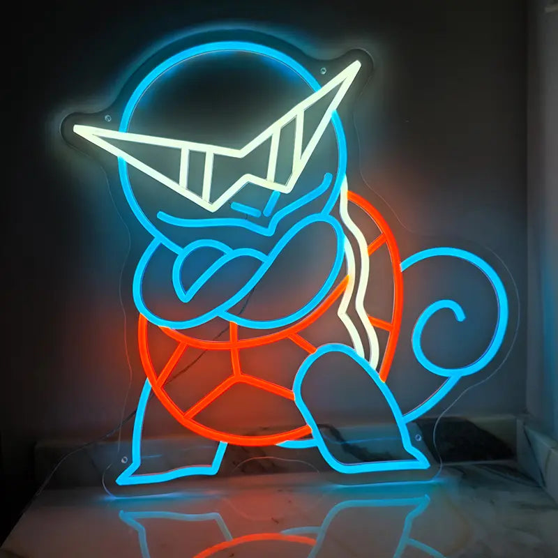 Pokémon Shiggy Squirtle Neon LED Schild 12V – Wasser-Starter Deko fürs Gaming-Zimmer