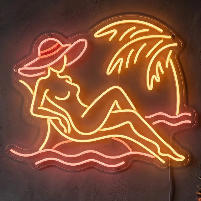 Relax Time Beach Vibes Neon LED Schild – entspanntes Sommer-Motiv als Wanddeko