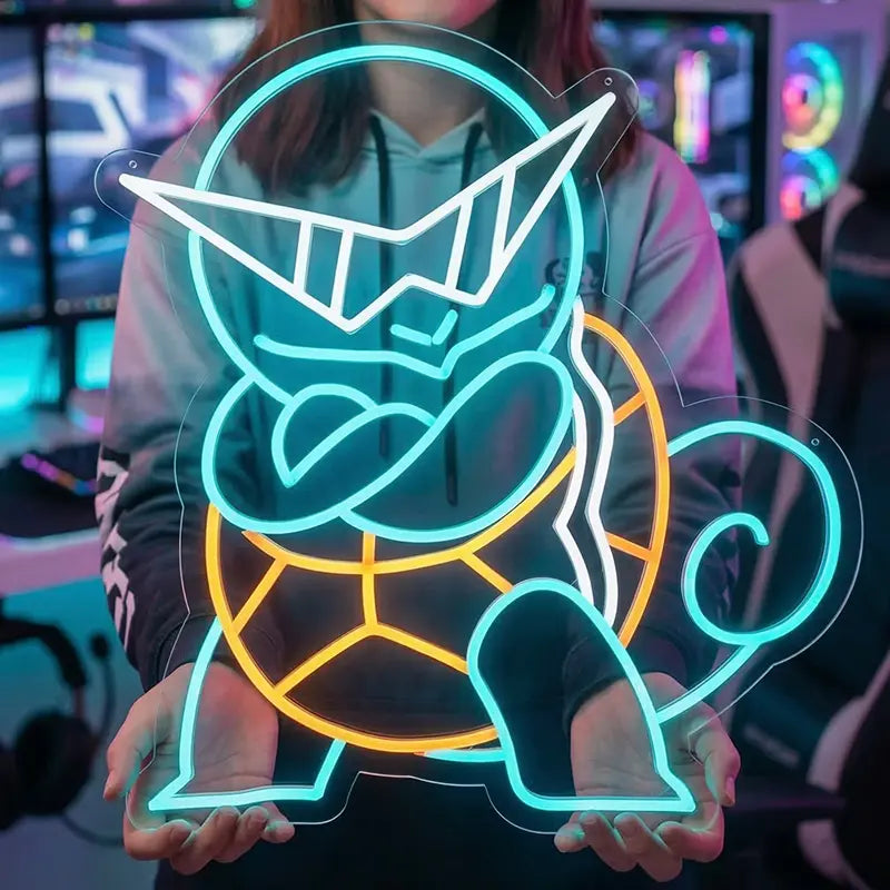 Schiggy Pokémon Neon LED Schild 12V – Anime Wanddeko fürs Gaming-Zimmer
