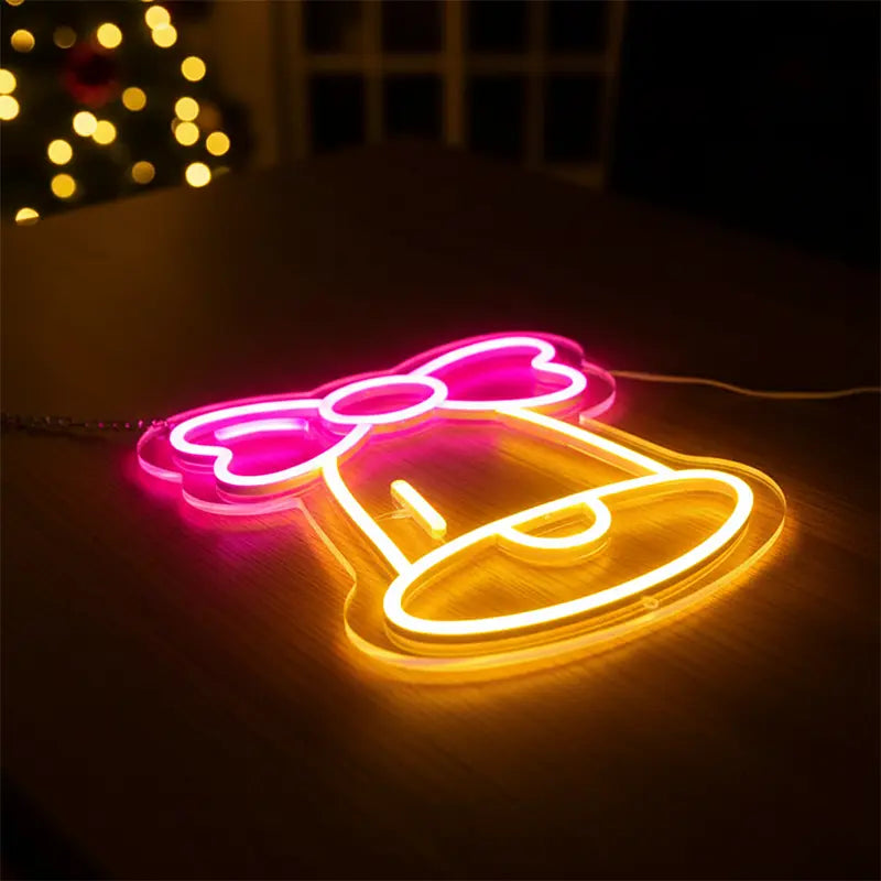 Glöckchen Neon LED Schild dimmbar 9 Stufen USB – Schaufenster Weihnachten Beleuchtung