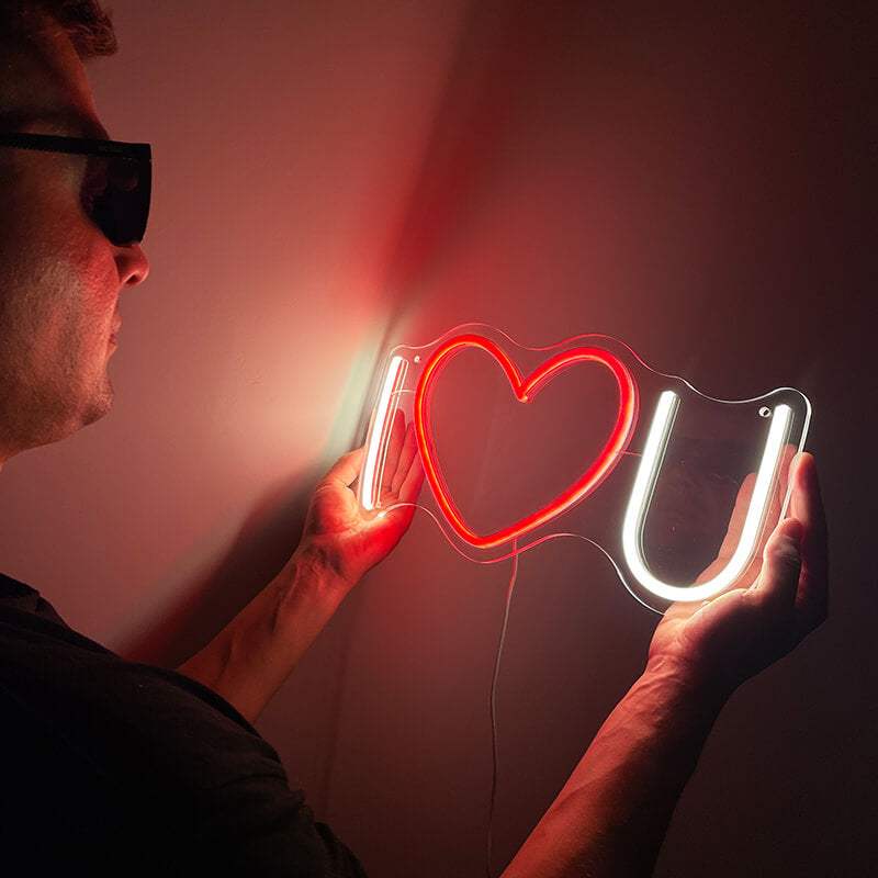 I Love You Neon LED Schild dimmbar 9 Stufen USB – Geburtstag Geschenk Idee