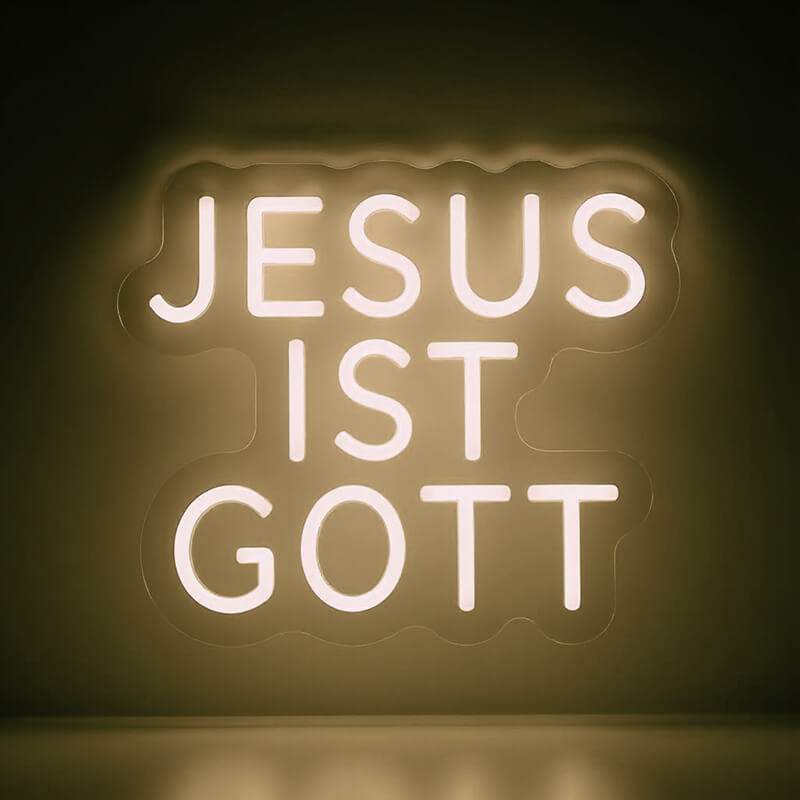Jesus ist Gott Neon LED Schild dimmbar 9 Stufen USB – Gemeindesaal Beleuchtung