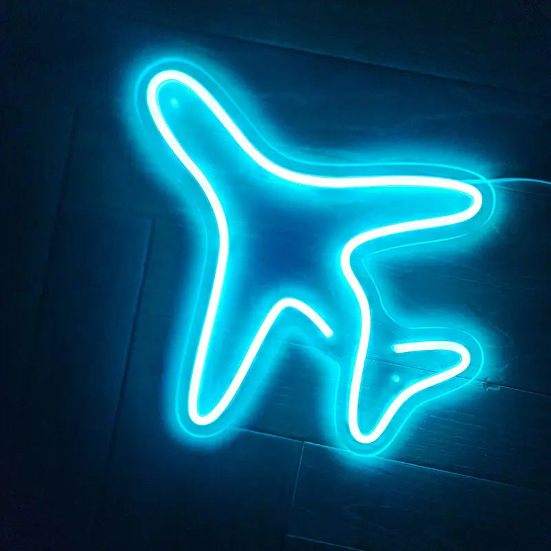 Flugzeug Neon LED Schild beleuchtet – Pilot Mancave und Hangar Deko