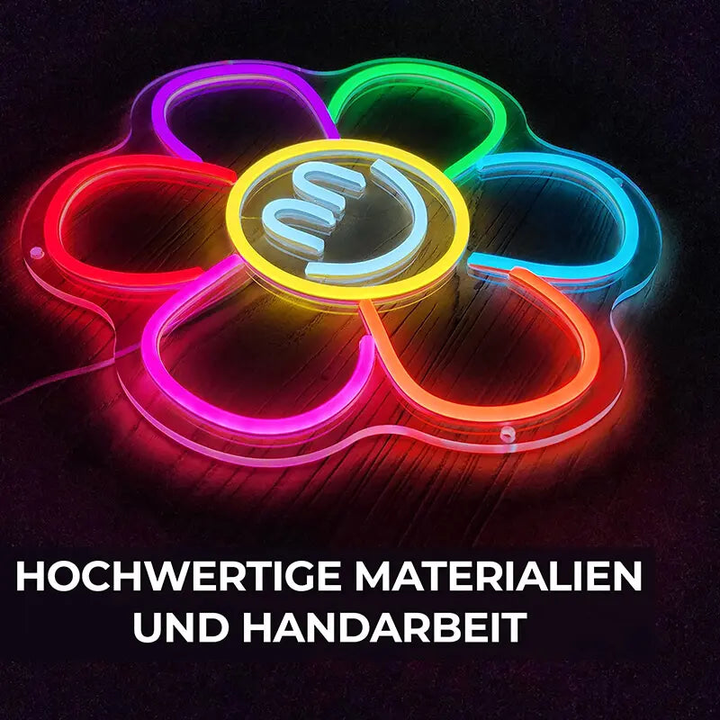 Smiley Blume LED Schild 6mm Acrylplatte – fröhliche Wanddeko fürs Mädchenzimmer