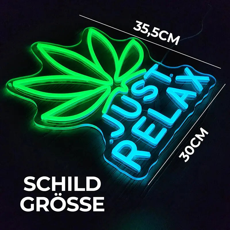 Just Relax Neon LED Schild dimmbar 9 Stufen USB – TV Zimmer Beleuchtung