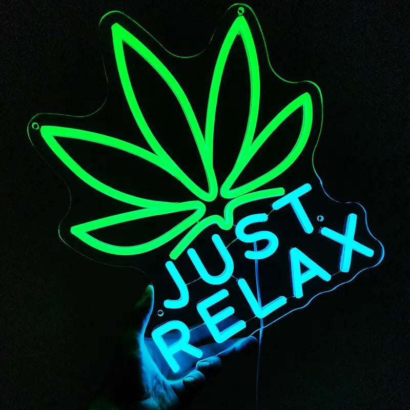 Just Relax Neon LED Schild beleuchtet – Couch und Sofa Lounge Deko