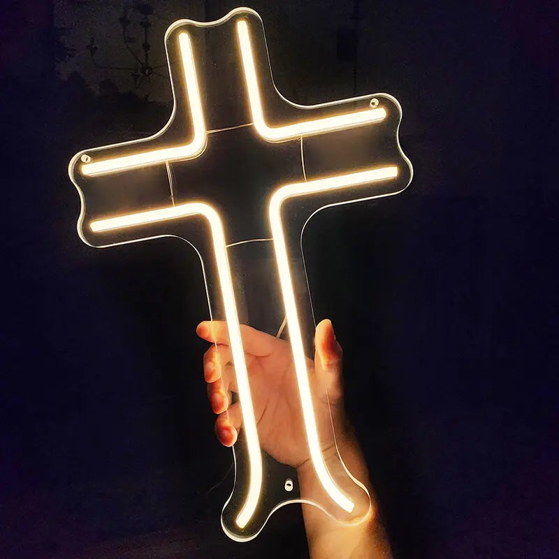 Heiliges Kreuz Neon LED Schild beleuchtet – Gemeindesaal und Kapelle Deko