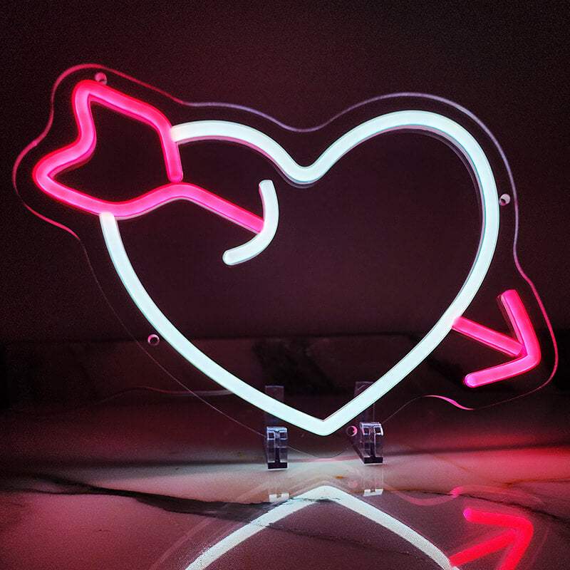 Herz mit Pfeil (35x25cm) USB - loveledlights - LED-Schild - 