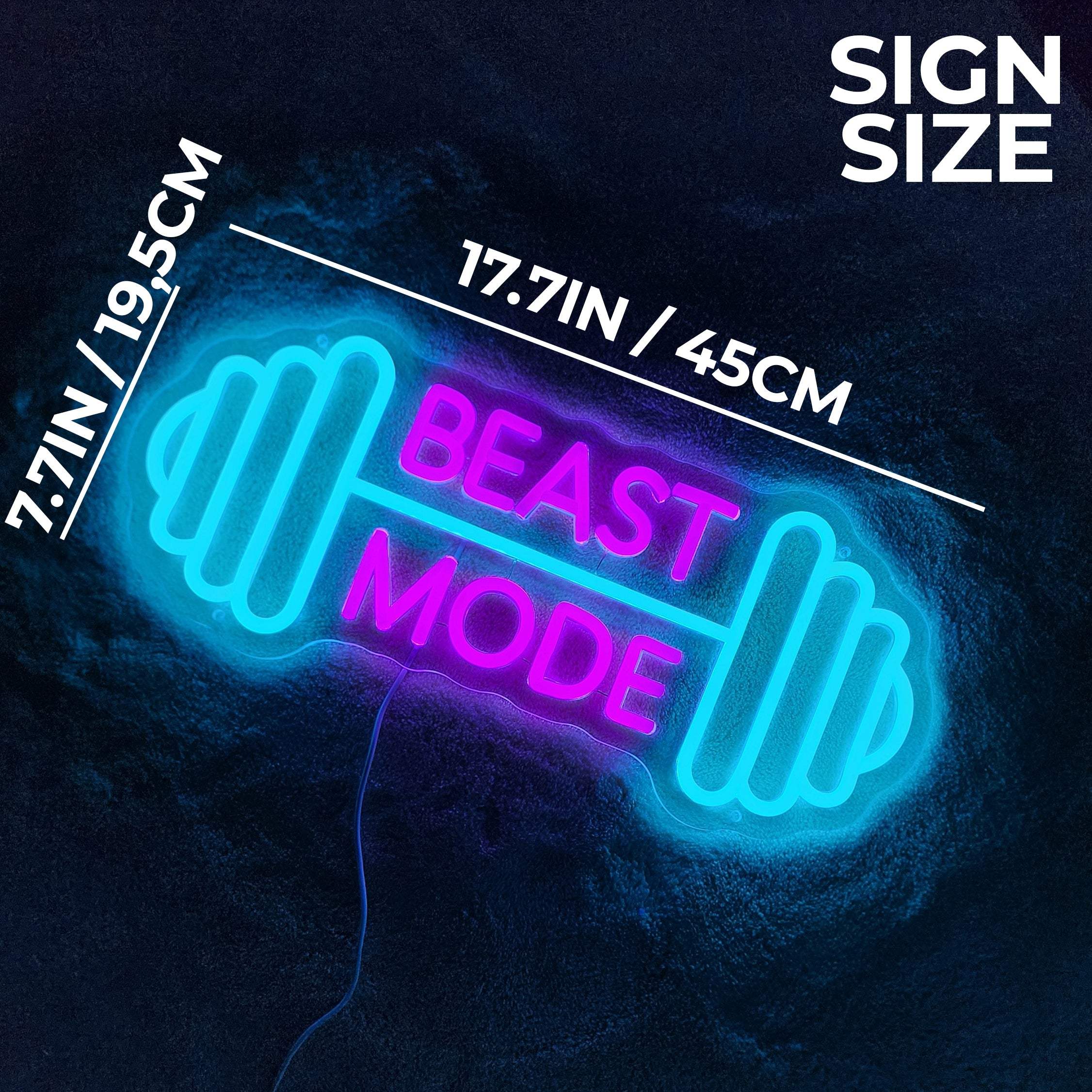 Beast Mode LED Schriftzug – handgefertigtes Fitness-Schild für Crossfit & Home-Gym