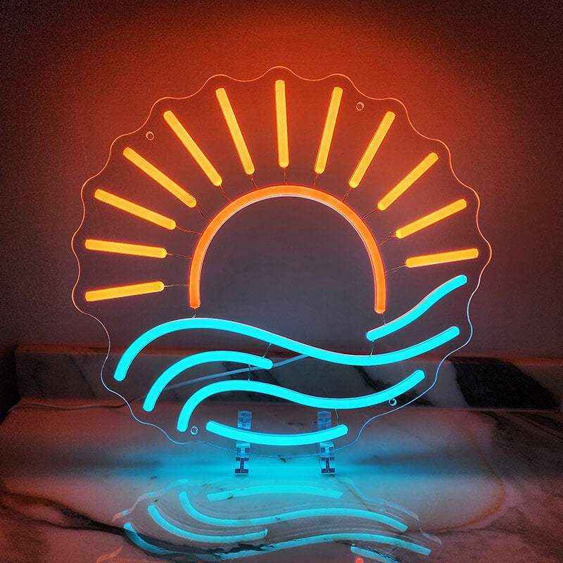 Sonnenuntergang (35x32cm) USB - loveledlights - LED-Schild - meer,sonne