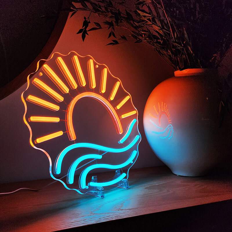 Sonnenuntergang (35x32cm) USB - loveledlights - LED-Schild - meer,sonne