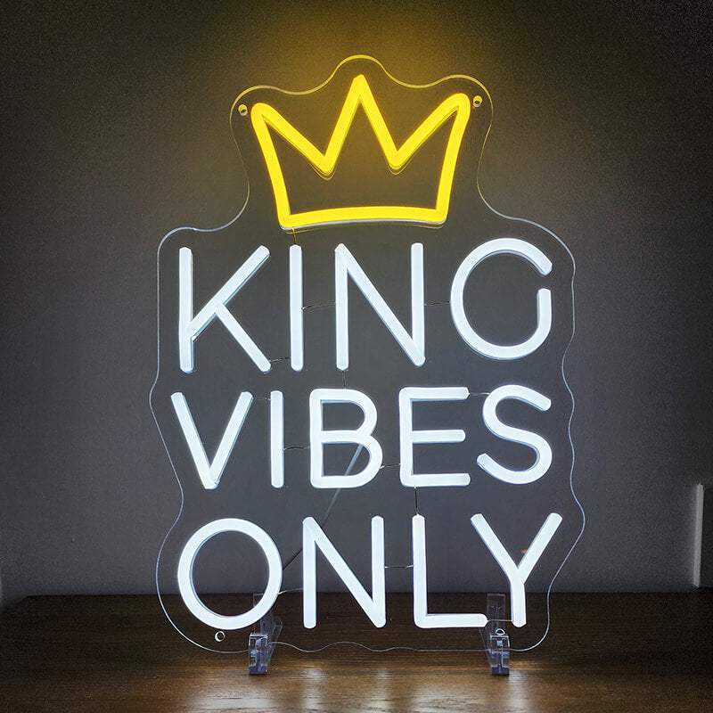 King Vibes Only Neon LED Schild USB – Motivations Statement für Mancave