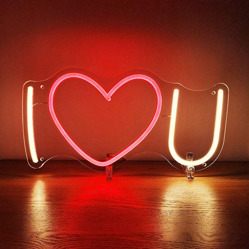 I Love You Neon LED Schild auf 6mm Acrylplatte – Kinderzimmer Liebes Deko