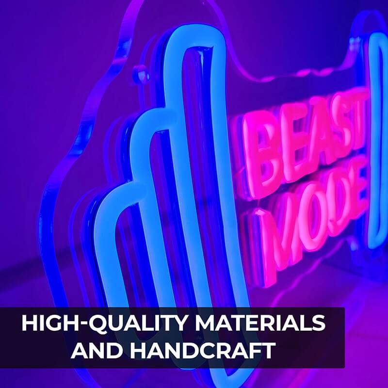 Beast Mode Gym Neon LED Schild – Trainings-Deko für Fitness-Studios & Athleten