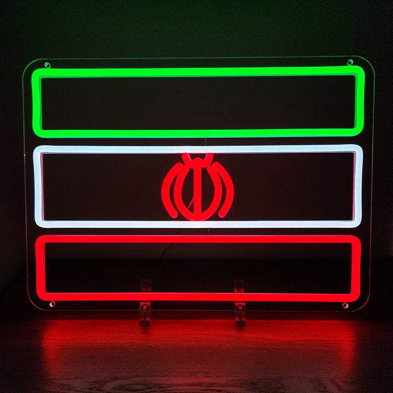 Iran Flagge Neon LED Schild beleuchtet grün weiß rot – Mancave Deko